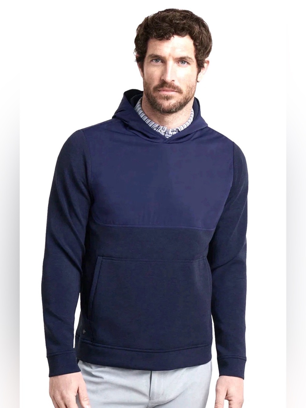 NWT PETER MILLAR MEN'S WINSOME HYBRID HOODIE- NAVY- MEDIUM